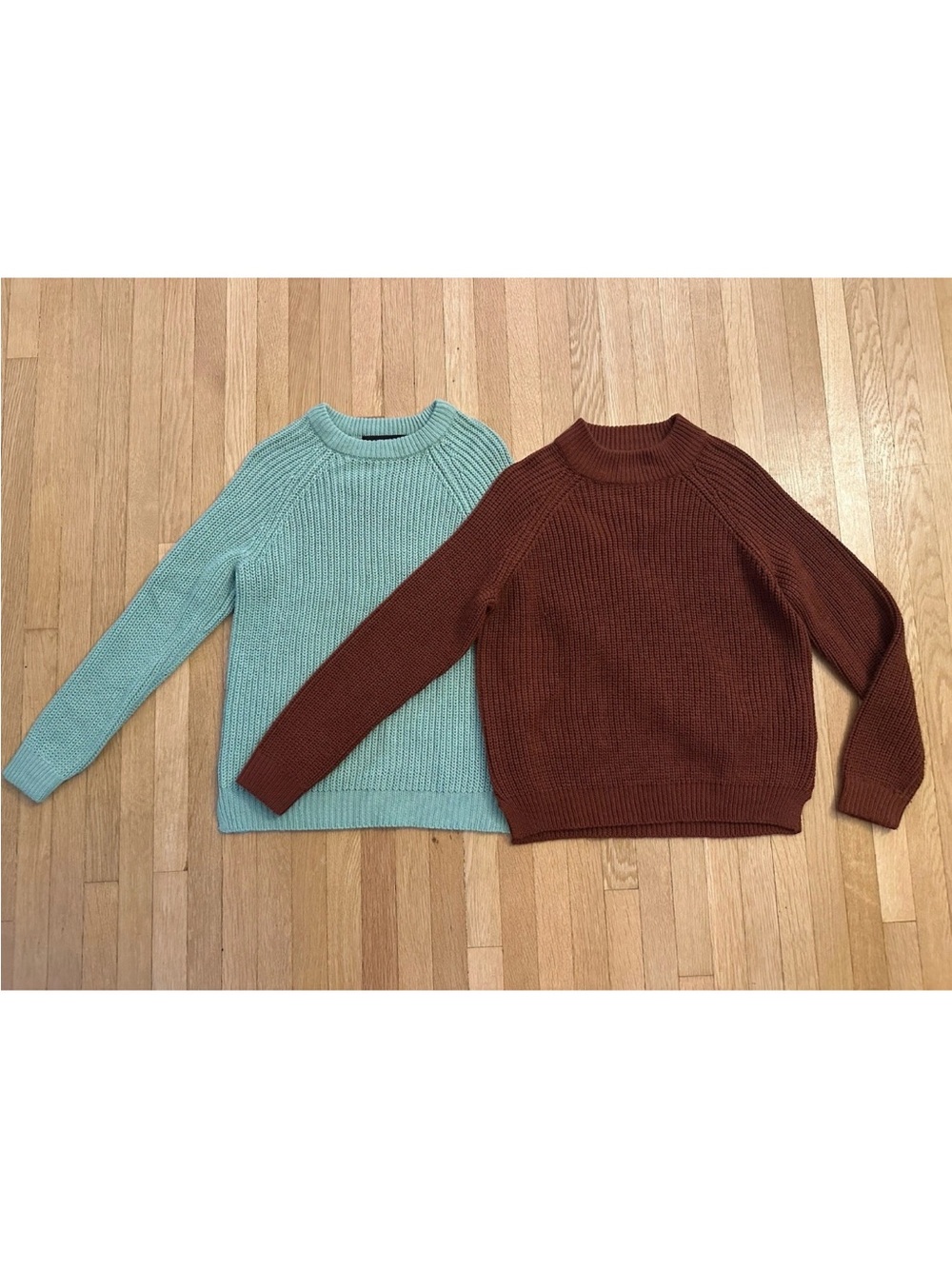 VERO MODA Women's Knit Pullover Sweaters Mint/Chocolate Crew Neck S, Set Of 2